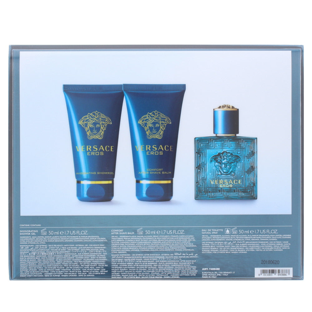 Versace Eros Eau de Toilette 3 Pieces Gift Set