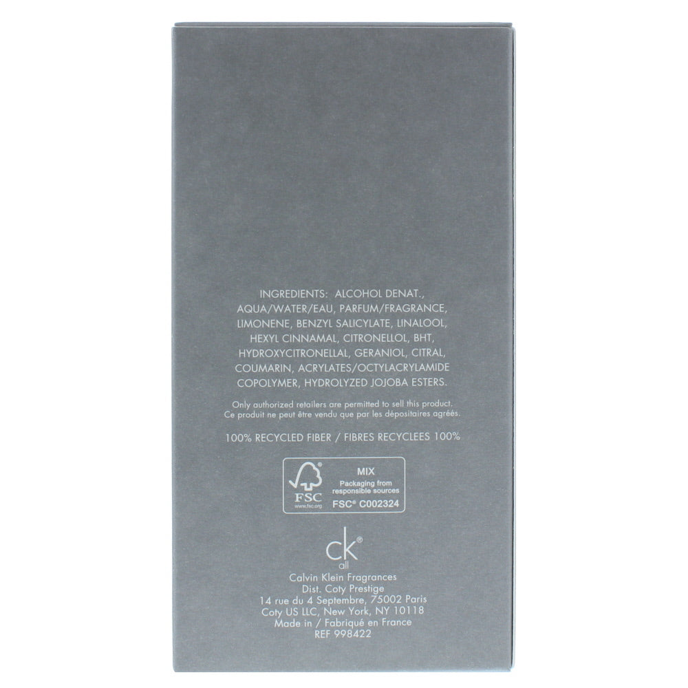 Calvin Klein Ck All Eau de Toilette 100ml
