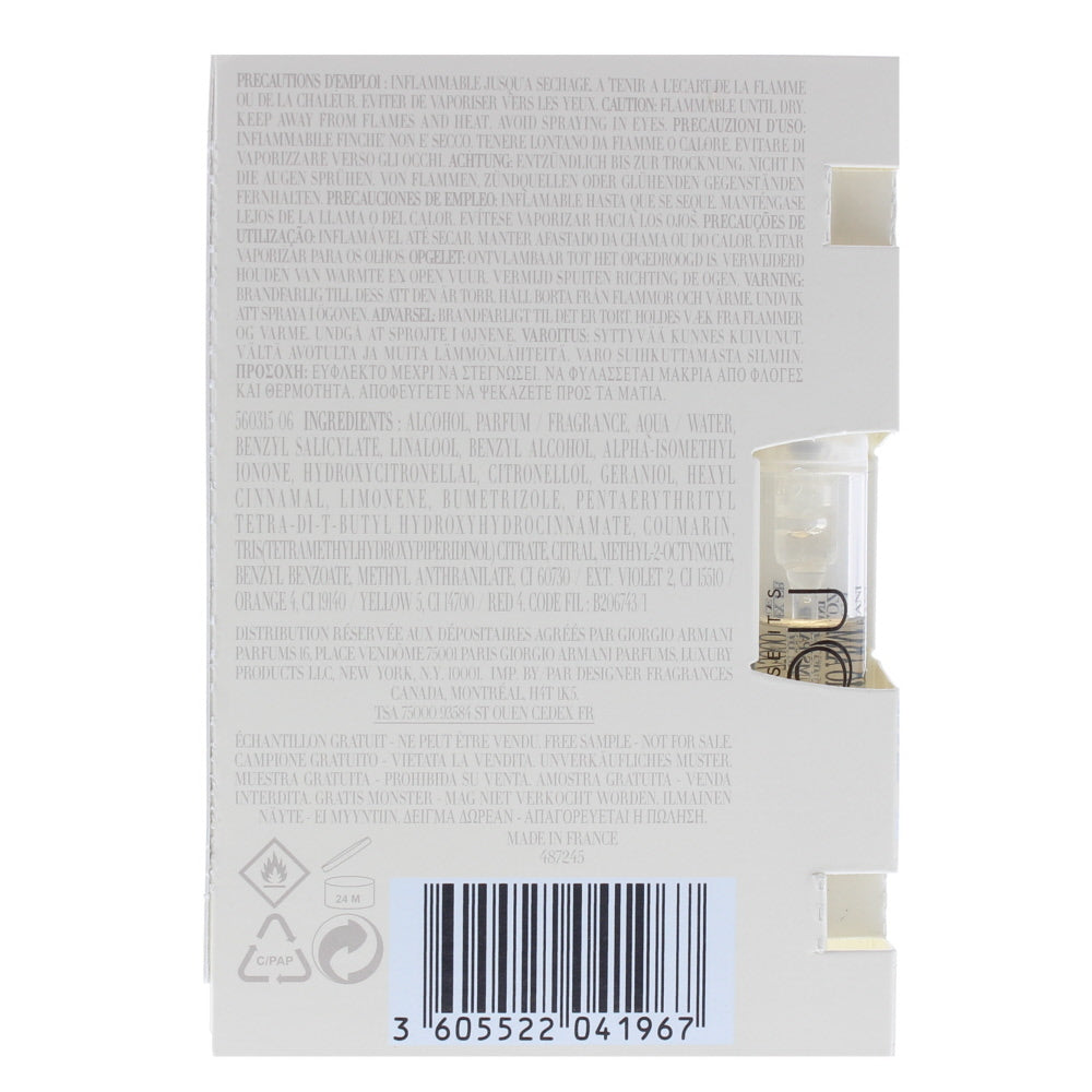 Emporio Armani Because It's You Vial Eau de Parfum 1.2ml - Ingredients