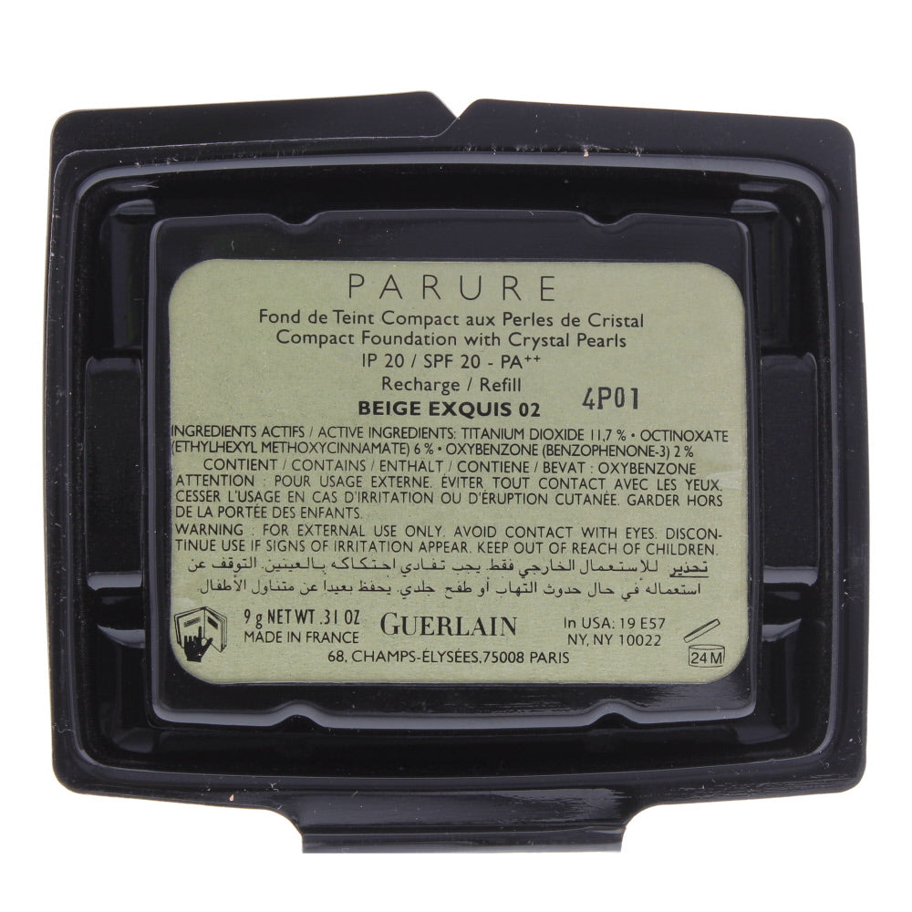 Guerlain Parure Compact Foundation With Crystal Pearls Spf 20 Refill 02 Beige Exquis Foundation 9g