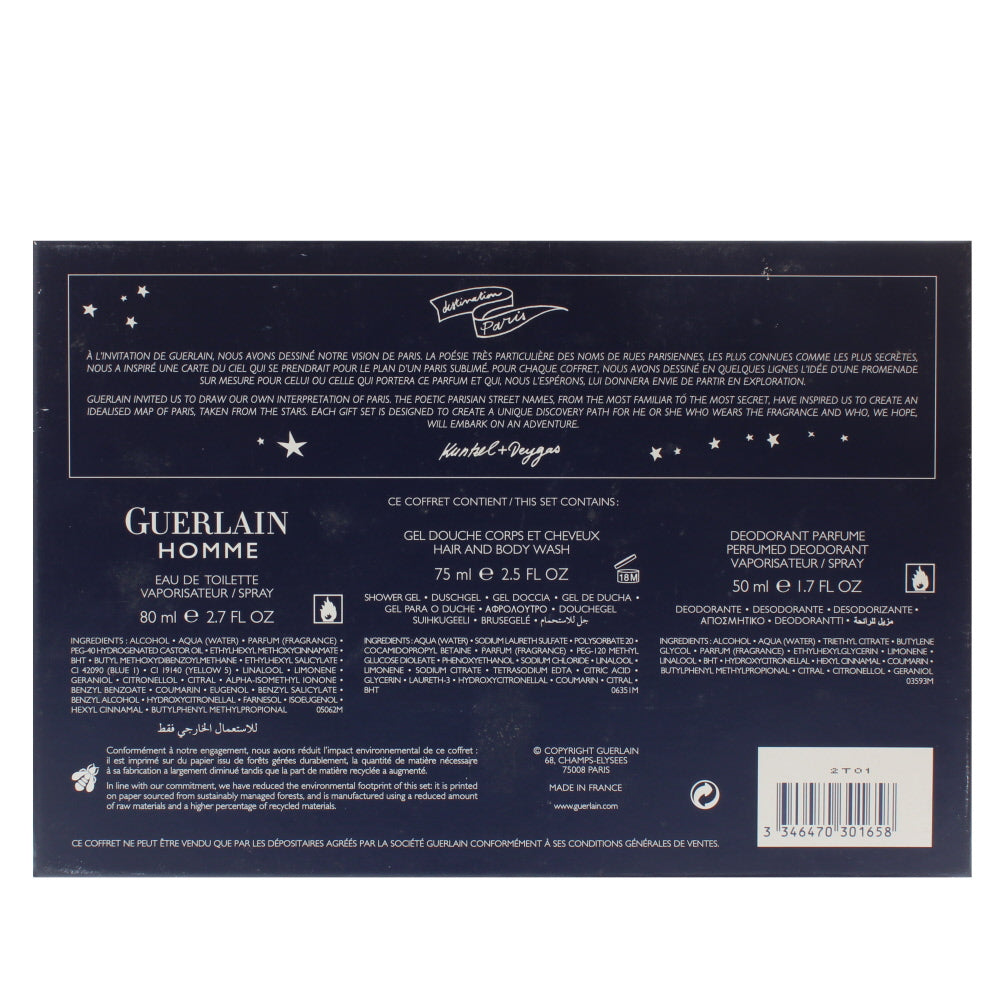 Guerlain Homme Eau de Toilette 3 Pieces Gift Set