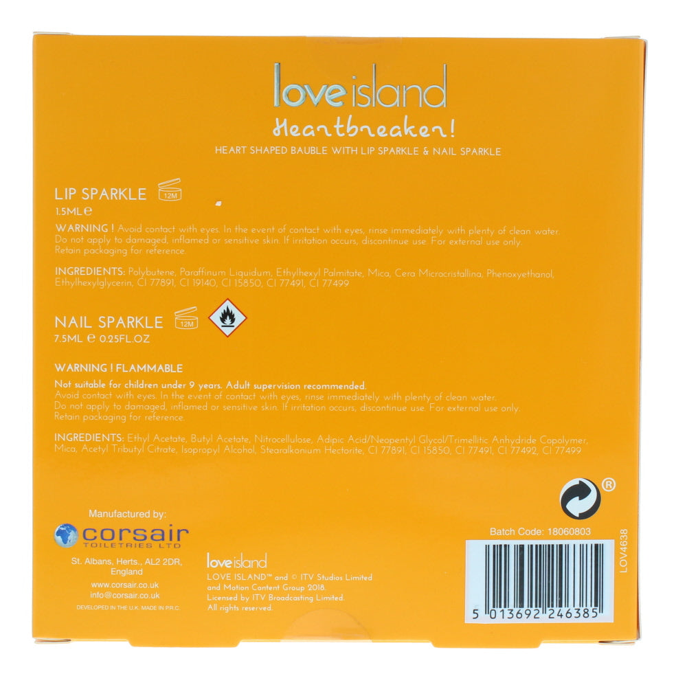 Love Island Heartbreaker! Cosmetic Set 3 Pieces Gift Set - Ingredients