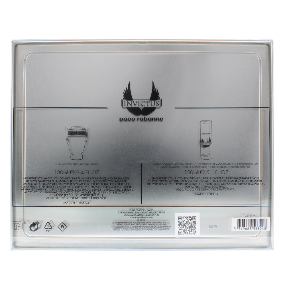 Paco Rabanne Invictus Eau de Toilette 2 Pieces Gift Set