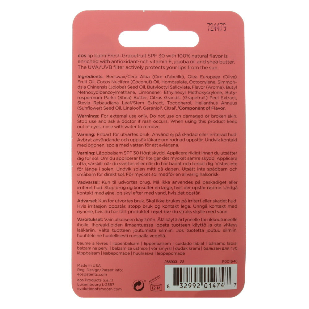 Eos Active Fresh Grapefruit With Spf 30 Lip Balm 7g