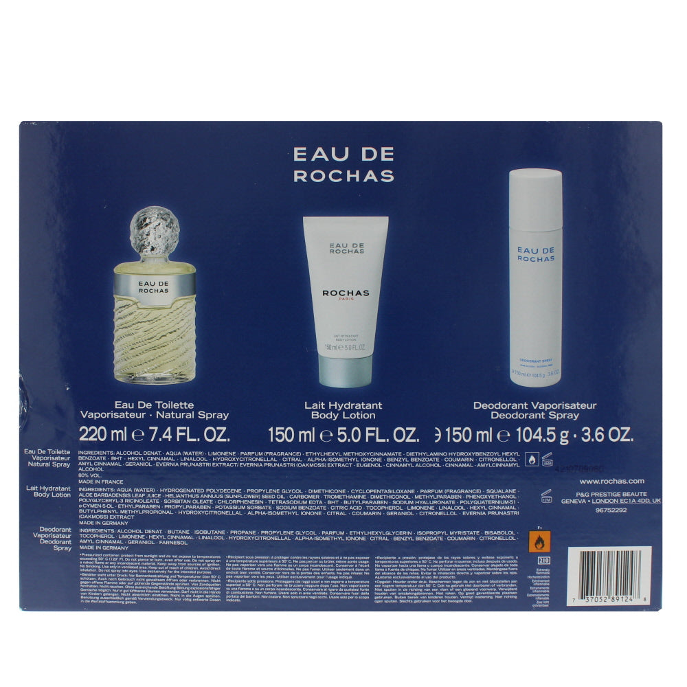 Rochas Eau De Rochas Eau de Toilette 3 Pieces Gift Set