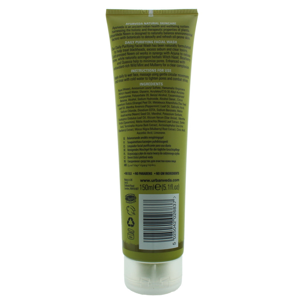 Urban Veda Daily Purifying Oily & Congested Skin Face Wash 150ml - Ingredients