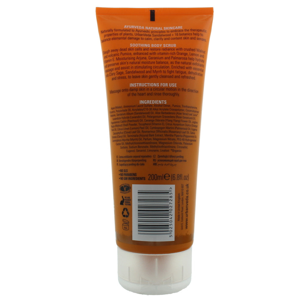 Urban Veda Soothing Body Scrub 200ml - Ingredients