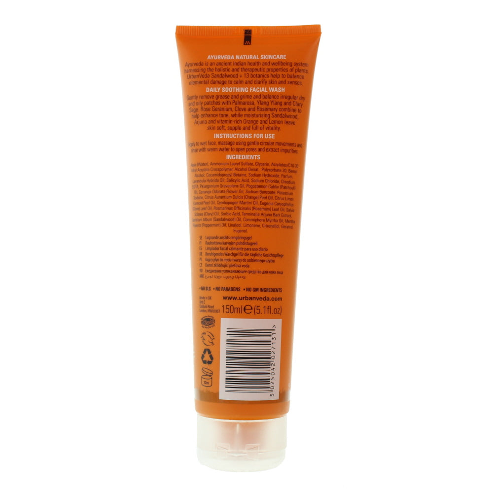 Urban Veda Daily Soothing For Sensitive Skin Face Wash 150ml - Ingredients