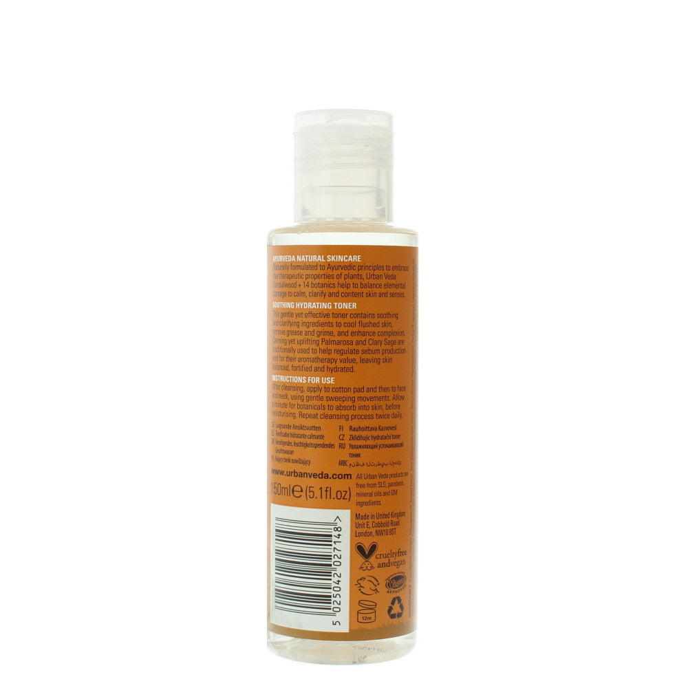 Urban Veda Soothing Hydrating For Sensitive Skin Toner 150ml - Ingredients