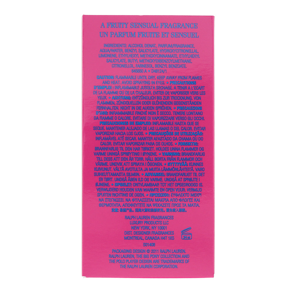 Ralph Lauren Big Pony 2 Pink Eau de Toilette 50ml - Ingredients