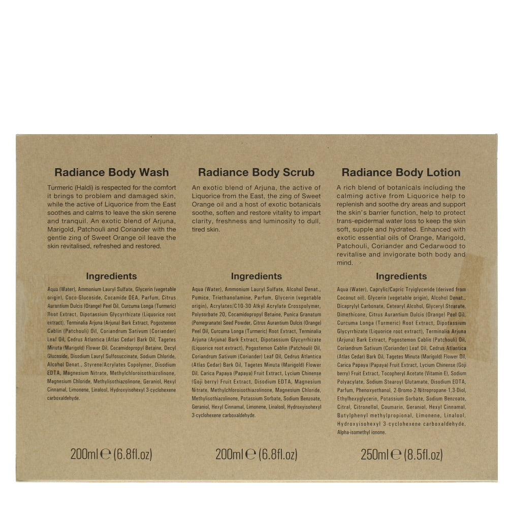 Urban Veda Radiance Body Ritual Bodycare Set 3 Pieces Gift Set - Ingredients