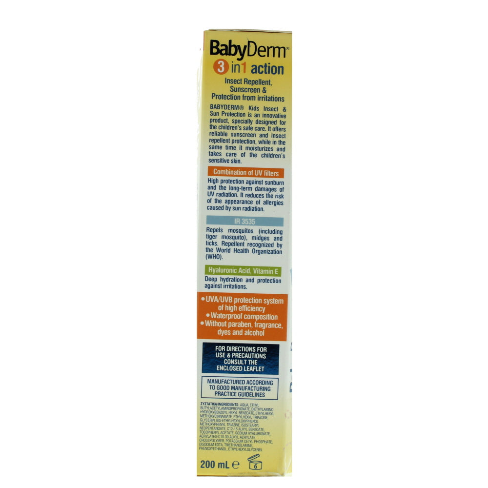 Intermed Babyderm Kids Insect & Sun Protection Spf 50 For Children Over 12 Months Old Sun Cream 200ml