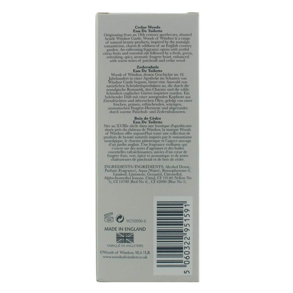Woods Of Windsor Cedar Woods Eau de Toilette 100ml