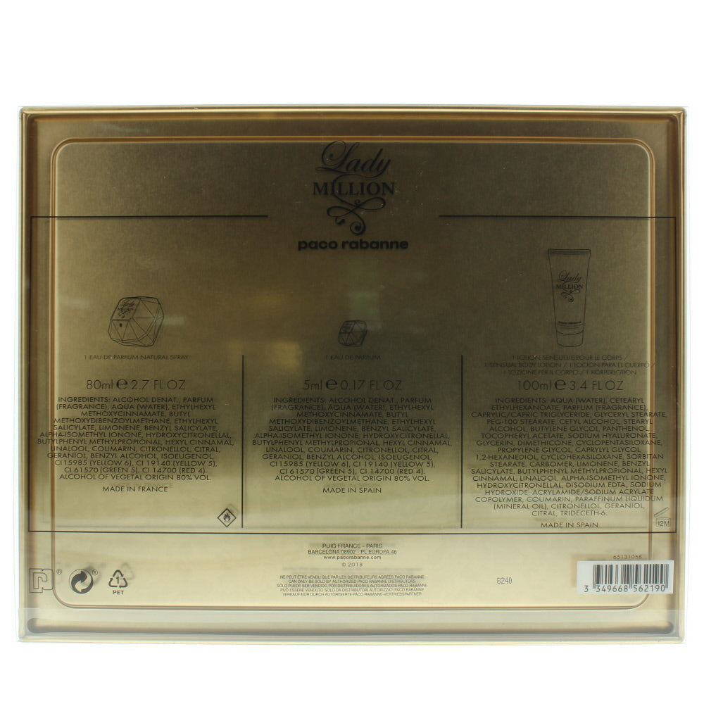 Paco Rabanne Lady Million Eau de Parfum 3 Pieces Gift Set