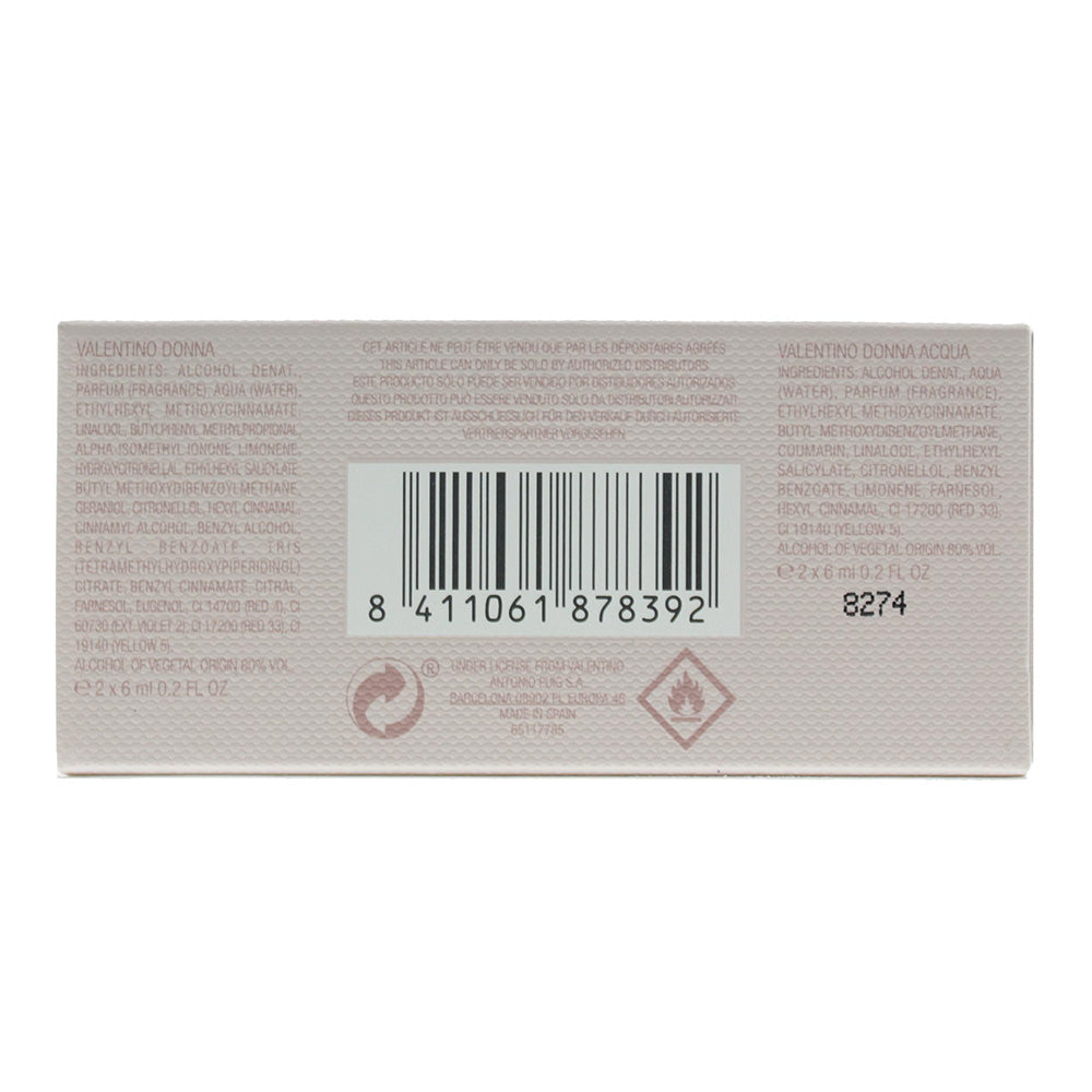 Valentino Donna Miniatures Gift Set : Donna Eau de Parfum X 2 6ml - Donna Acqua Eau de Toilette X 2 6ml
