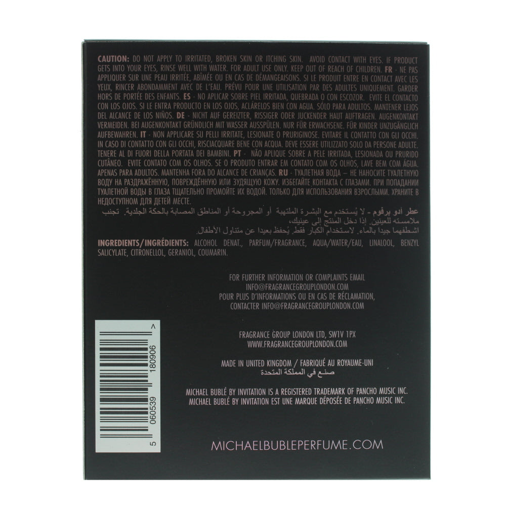 Michael Bublé By Invitation Peony Noir Eau de Parfum 100ml - Ingredients