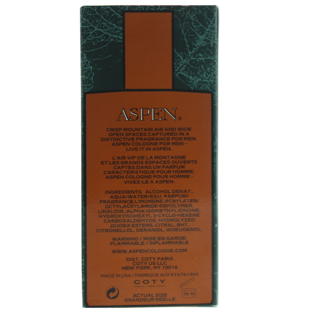 Coty Aspen Eau de Cologne 118ml