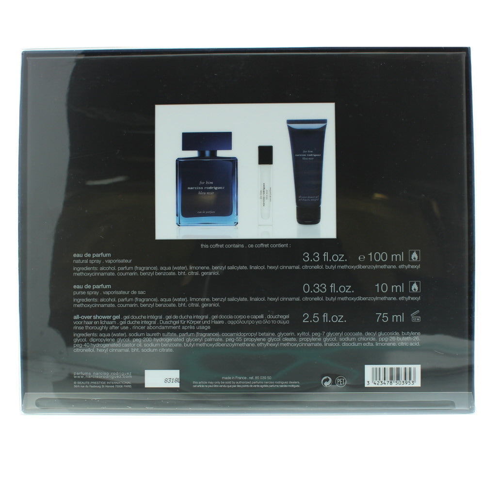 Narciso Rodriguez For Him Bleu Noir Eau de Parfum 3 Pieces Gift Set