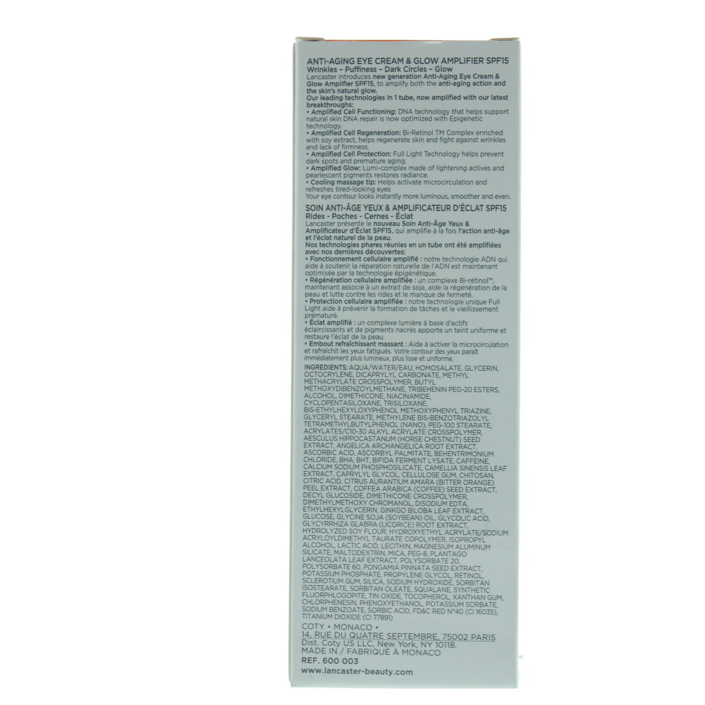 Lancaster Total Age Correction Anti-Ageing Spf 15 Eye Cream 15ml - Ingredients