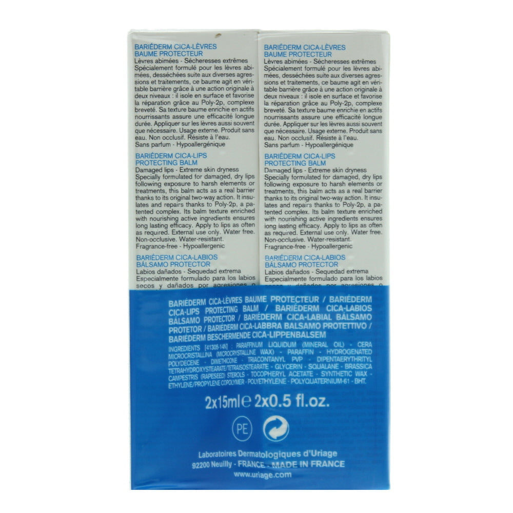 Uriage Bariéderm 2 X Cica-Lips Repairing Lip Balm 15ml