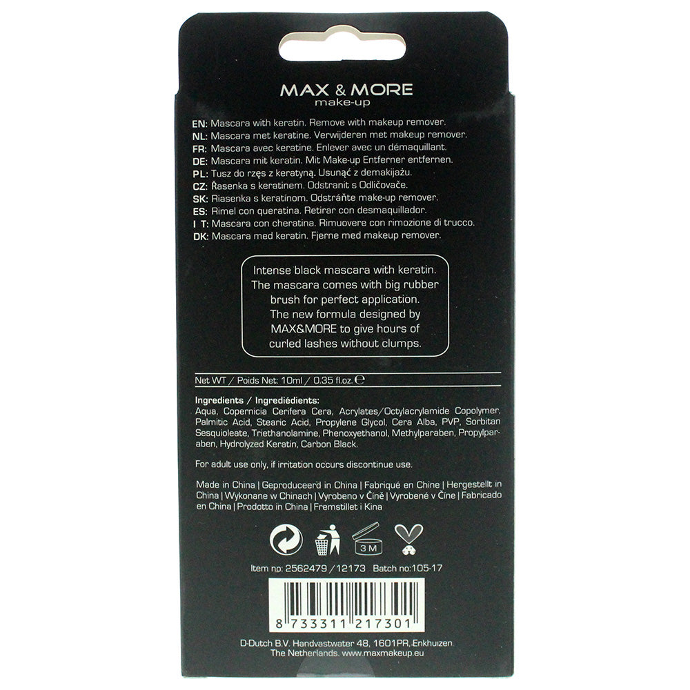 Max & More Mascara With Keratin Intense Black Mascara 10ml