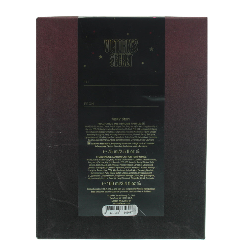 Victoria's Secret Very Sexy Bath & Body 2 Pieces Gift Set - Ingredients