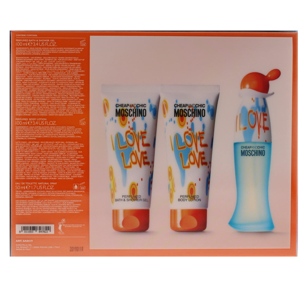 Moschino Cheap And Chic I Love Love Eau de Toilette 3 Pieces Gift Set