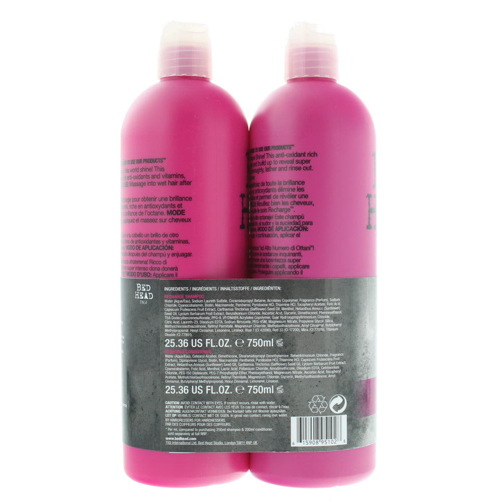Tigi Bed Head Recharge High Octane Shine Duo Pack Shampoo & Conditioner 750ml