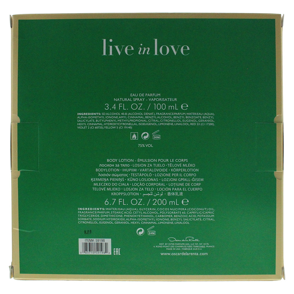 Oscar De La Renta Live In Love Eau de Parfum 2 Pieces Gift Set