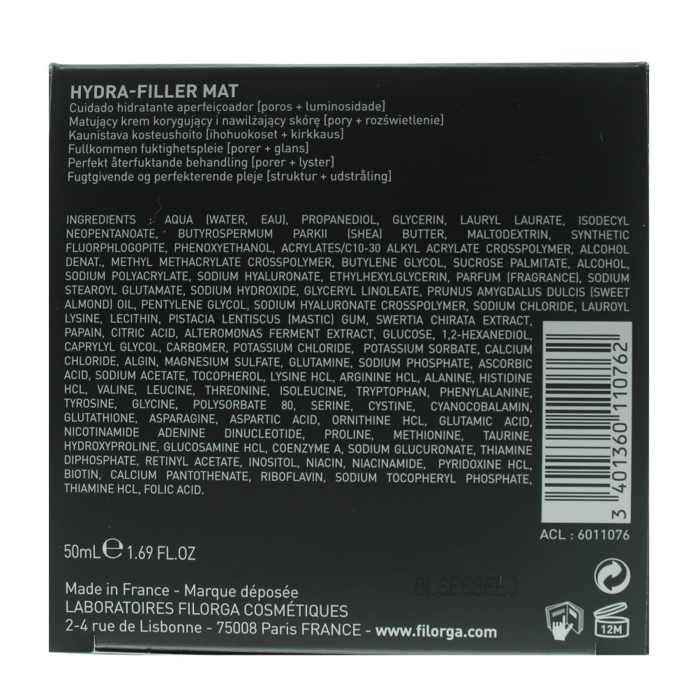 Filorga Hydra-Filler Mat Perfecting Moisturiser 50ml - Ingredients