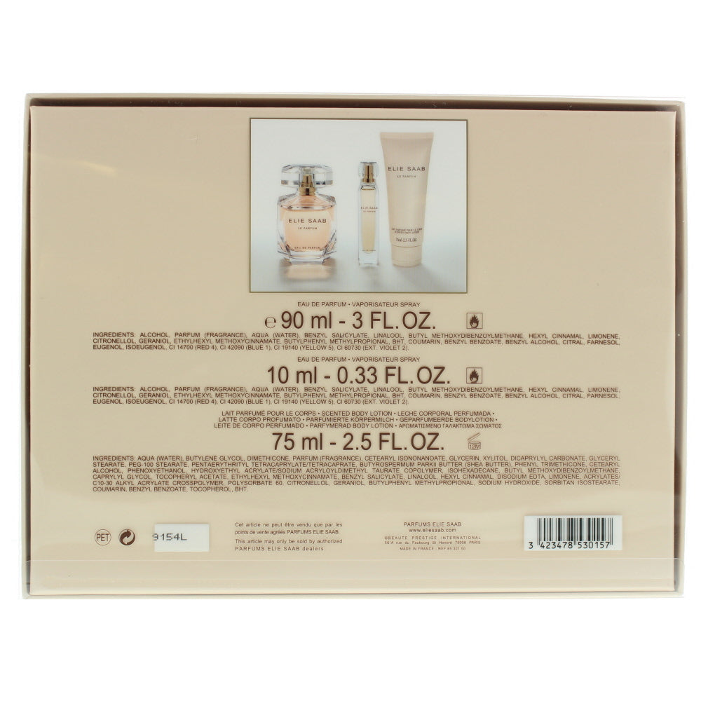 Elie Saab Le Parfum Eau de Parfum 3 Piece Gift Set: Eau de Parfum 90ml - Eau de Parfum 10ml - Body Lotion 75 ml