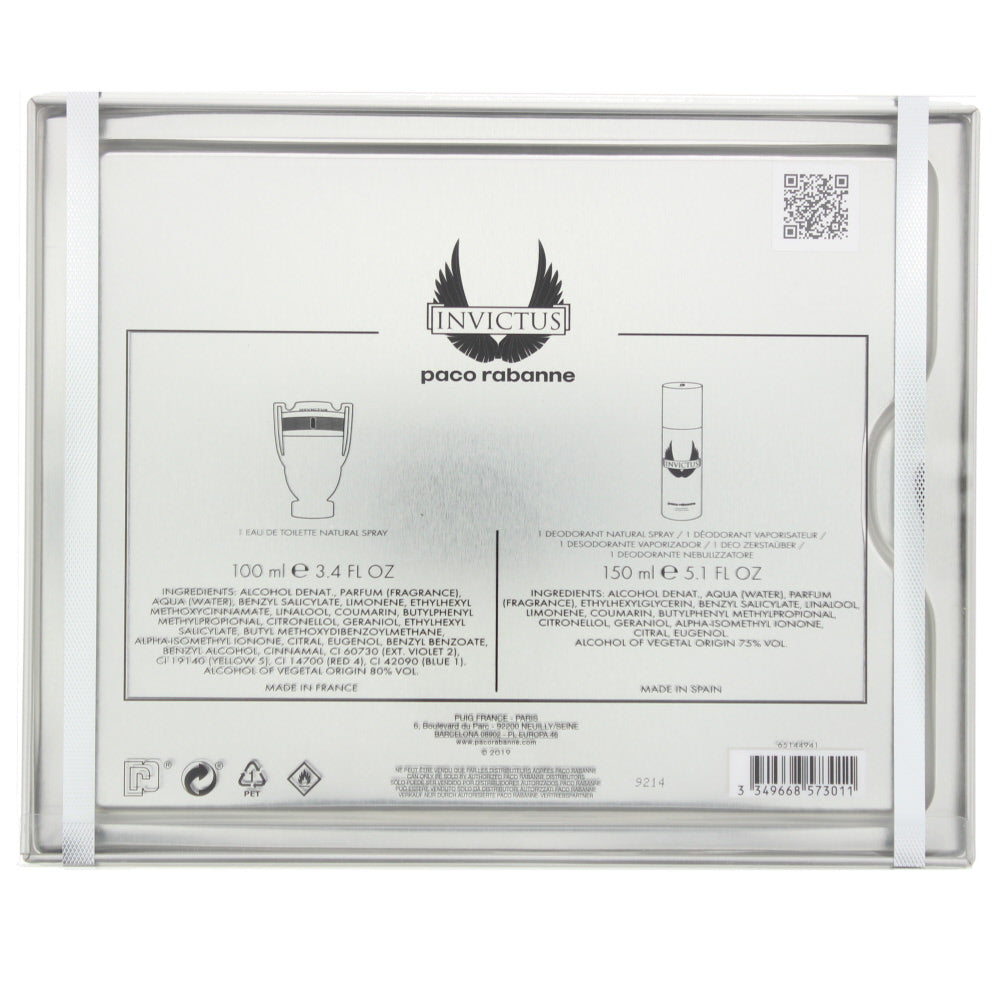 Paco Rabanne Invictus Eau de Toilette 2 Pieces Gift Set