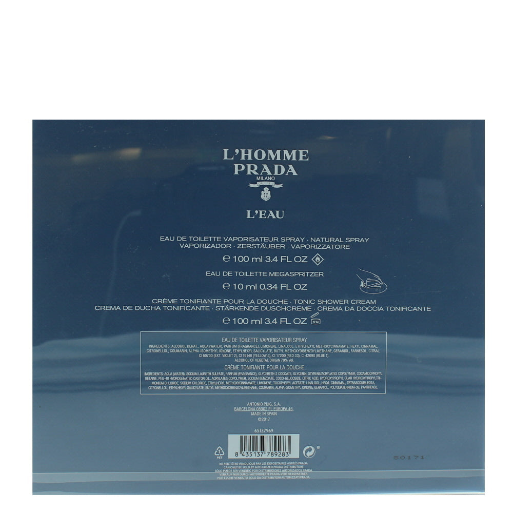 Prada L'homme L'eau Eau de Toilette 3 Pieces Gift Set