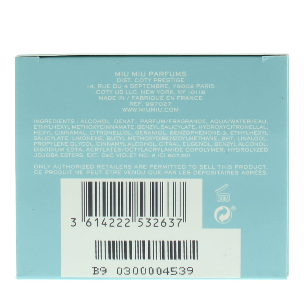 Miu Miu L'eau Bleue Eau de Parfum 100ml - Ingredients