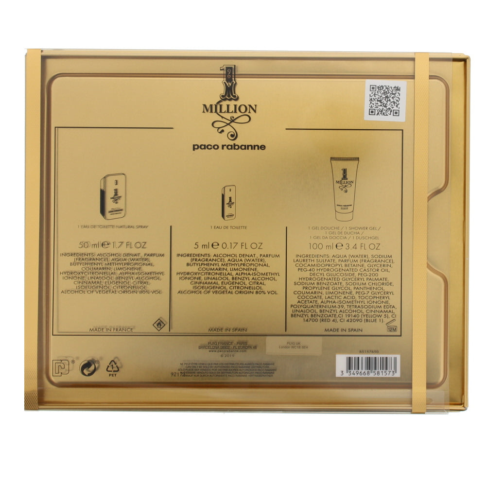 Paco Rabanne 1 Million Eau de Toilette 3 Pieces Gift Set