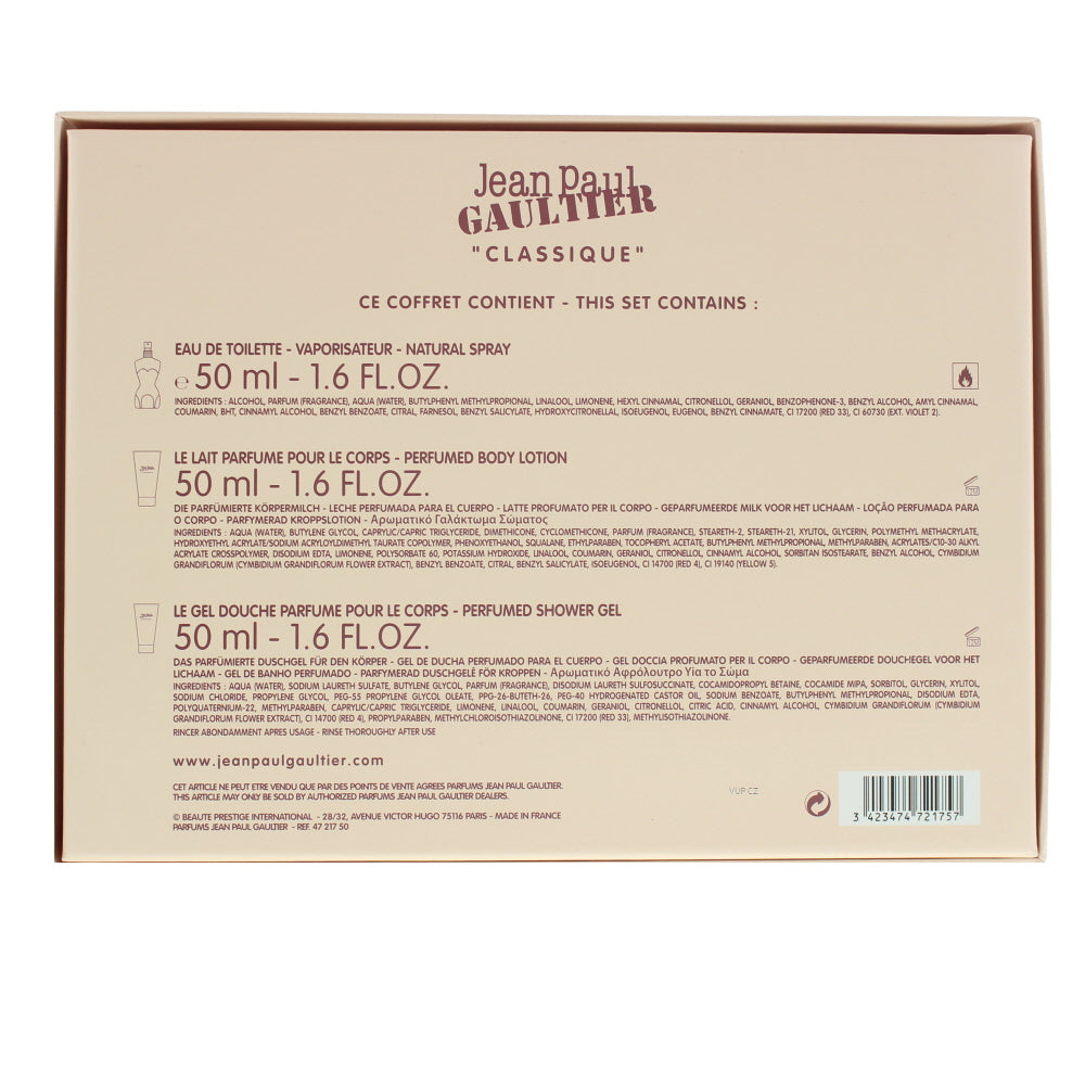 Jean Paul Gaultier Classique Eau de Toilette 3 Pieces Gift Set