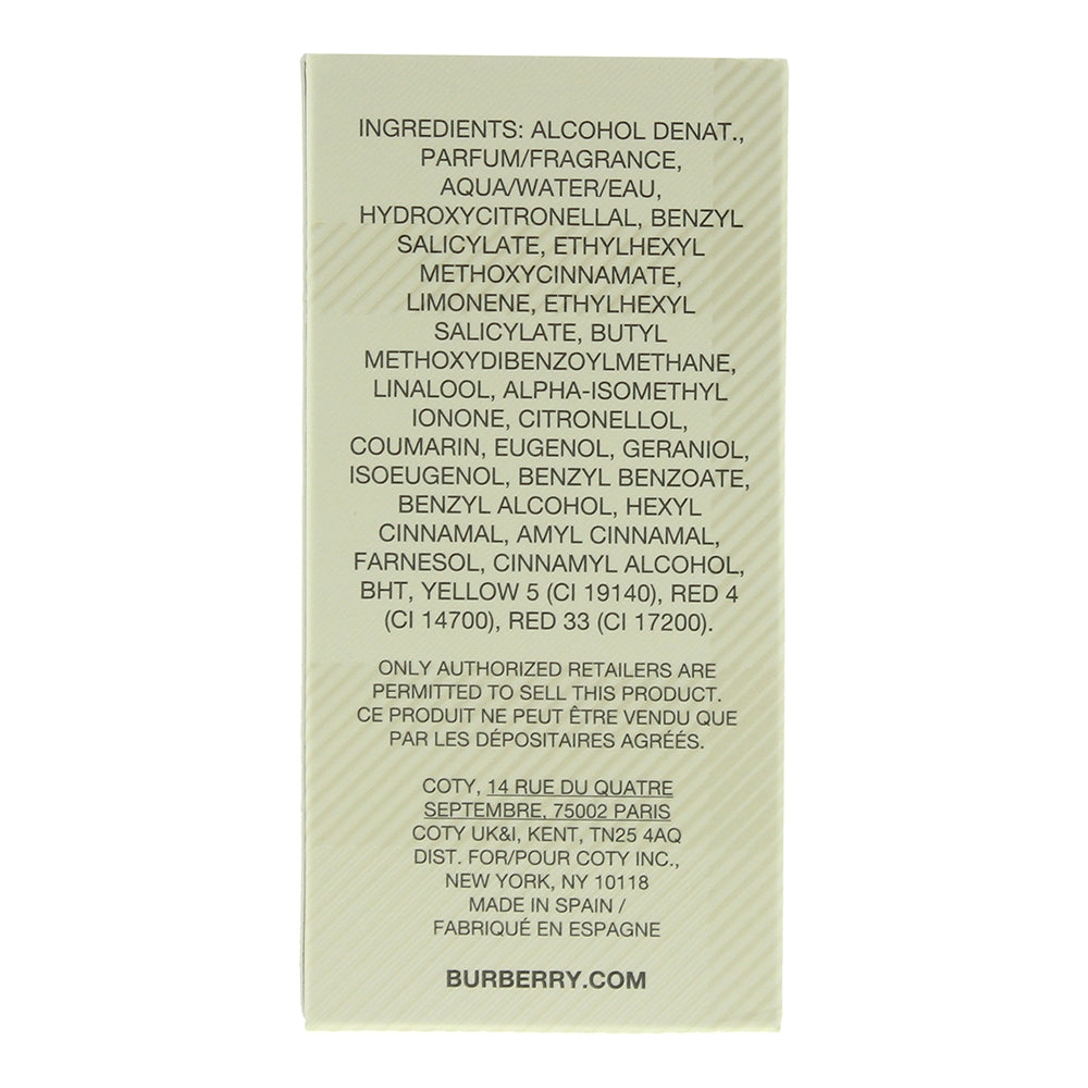 Burberry Weekend For Women Eau de Parfum 30ml - Ingredients