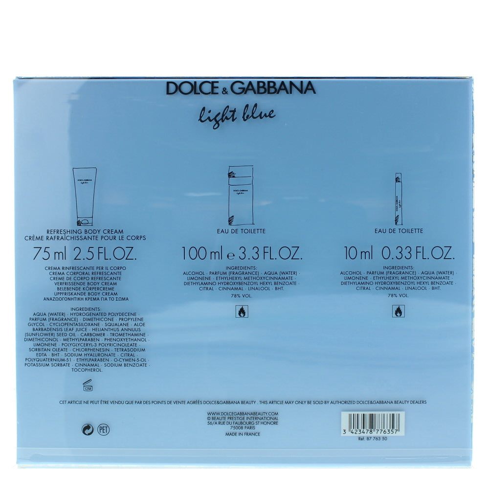 Dolce & Gabbana Light Blue Eau de Toilette 3 Pieces Gift Set - Ingredients