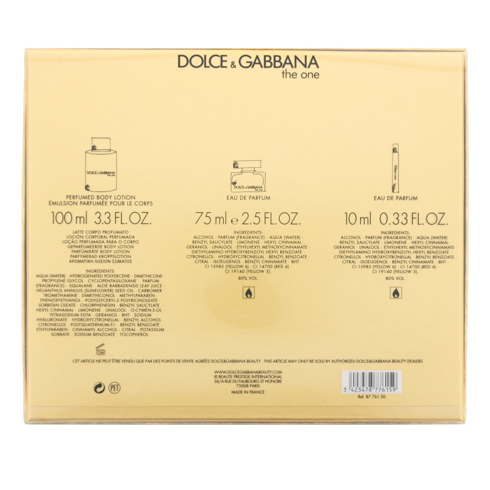 Dolce & Gabbana The One Eau de Parfum 3 Pieces Gift Set - Ingredients