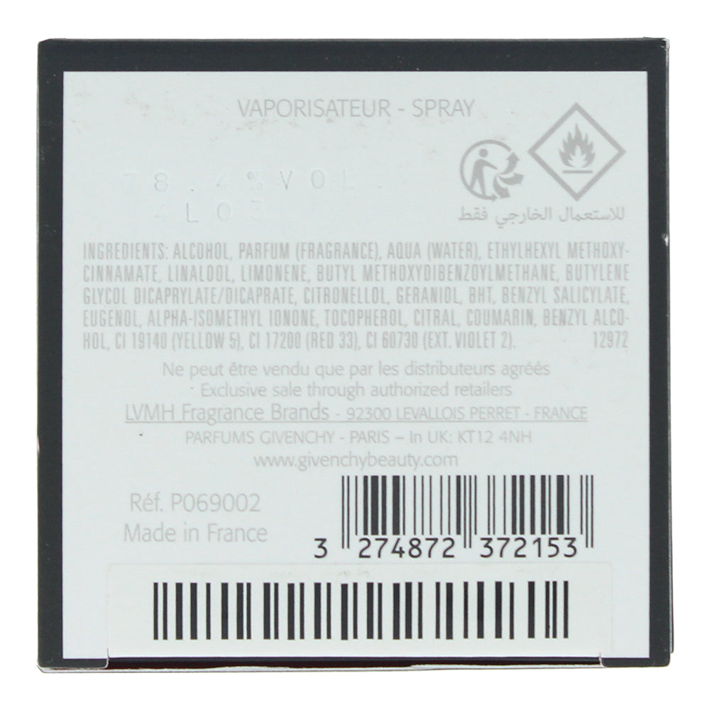 Givenchy L'interdit Eau de Parfum 80ml - Ingredients