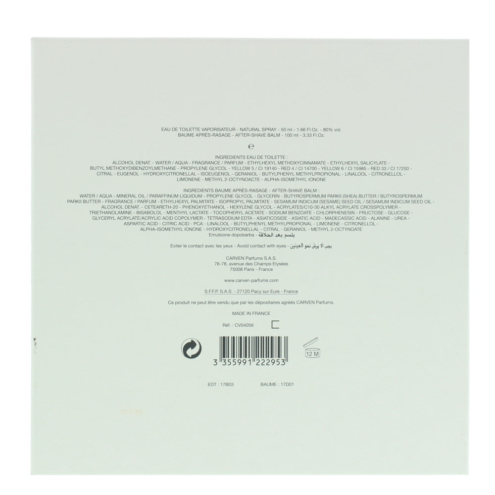 Carven Pour Homme Eau de Toilette 2 Pieces Gift Set