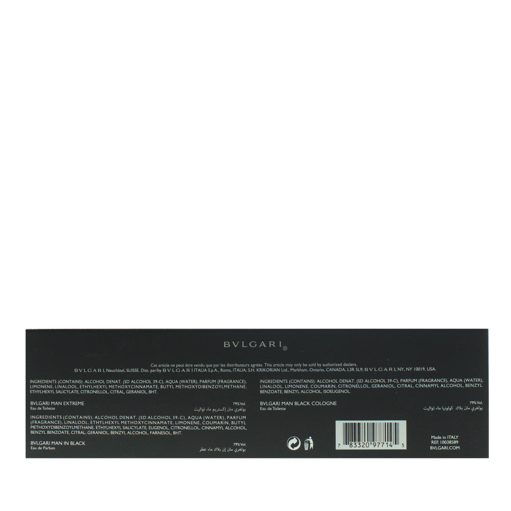 Bulgari Man Eau de Parfum Gift Set : Black Eau de Parfum 15ml - Extreme Eau de Toilette 15ml - Black Cologne Eau de Toilette 15ml