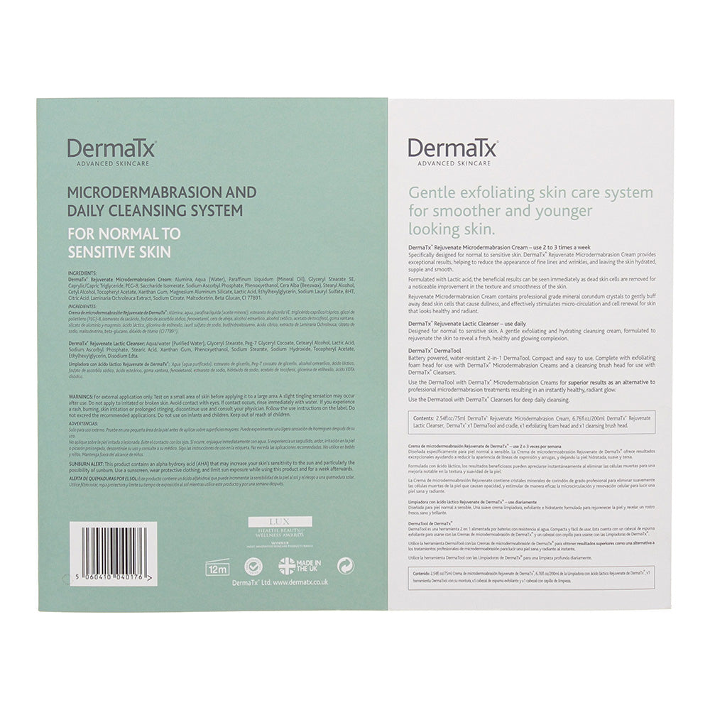Dermatx Rejuvenate Microdermabrasion & Daily Cleansing System For Normal To Sensative Skin Skincare Gift Set : Cream 75ml - Cleansing Cream 200ml - De