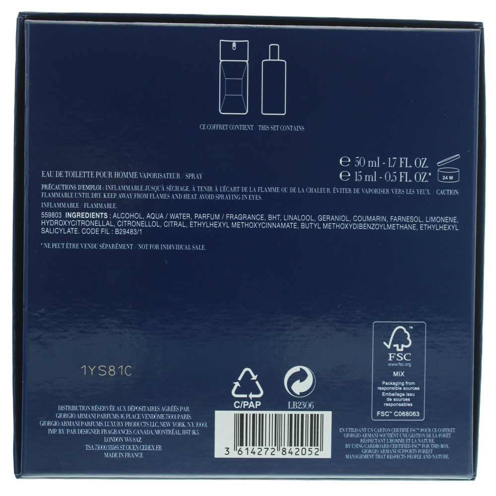 Emporio Armani Diamonds For Men Eau de Toilette 2 Pieces Gift Set - Ingredients