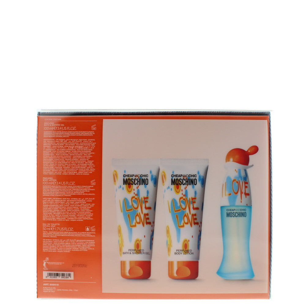 Moschino Cheap And Chic I Love Love Eau de Toilette 3 Pieces Gift Set