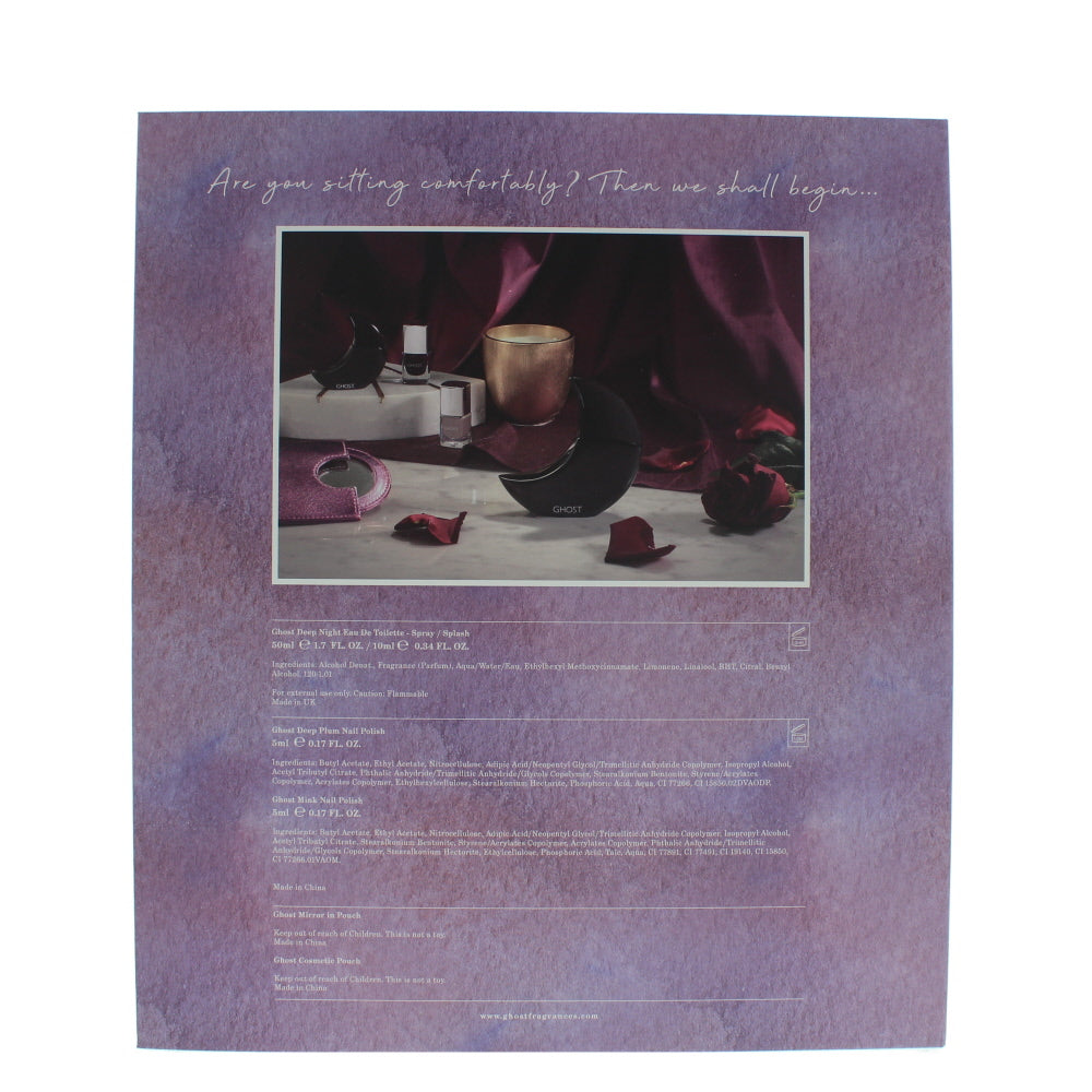 Ghost Deep Night Eau de Toilette Gift Set : Eau de Toilette Spray 50ml - Eau de Toilette Splash 10ml - Deep Plum Nail Polish 5ml - Mink Nail Polish 5m
