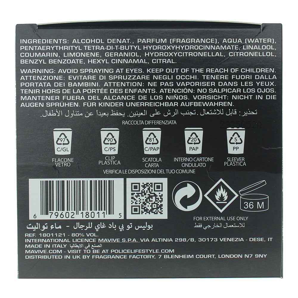 Police To Be Bad Guy Eau de Toilette 125ml - Ingredients