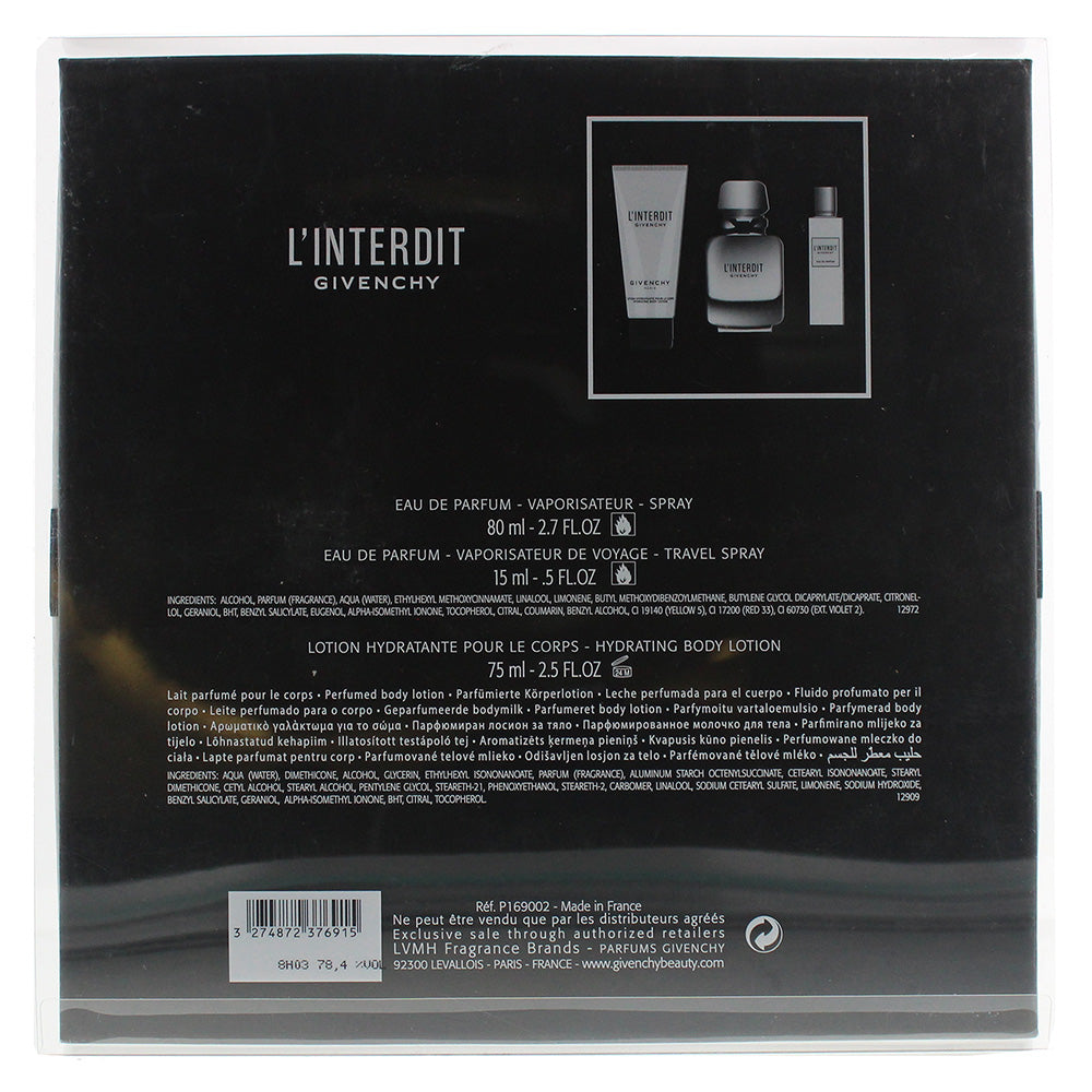 Givenchy L'interdit Eau de Parfum 3 Pieces Gift Set