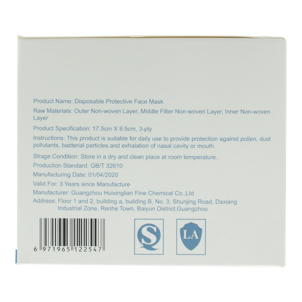 Hxl Disposable 3 Ply Face Mask 50pcs