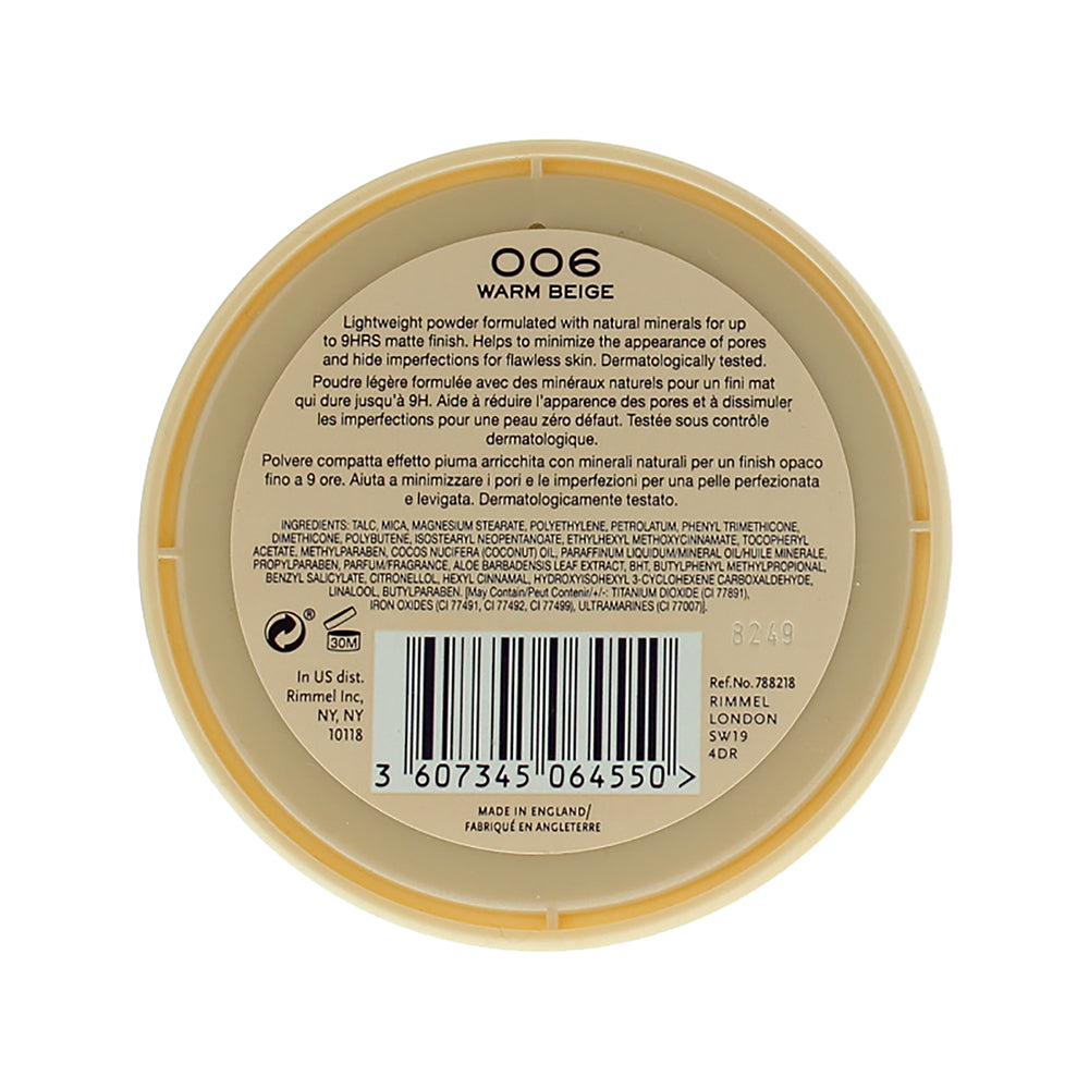 Rimmel Stay Matte 006 Warm Beige Pressed Powder 14g